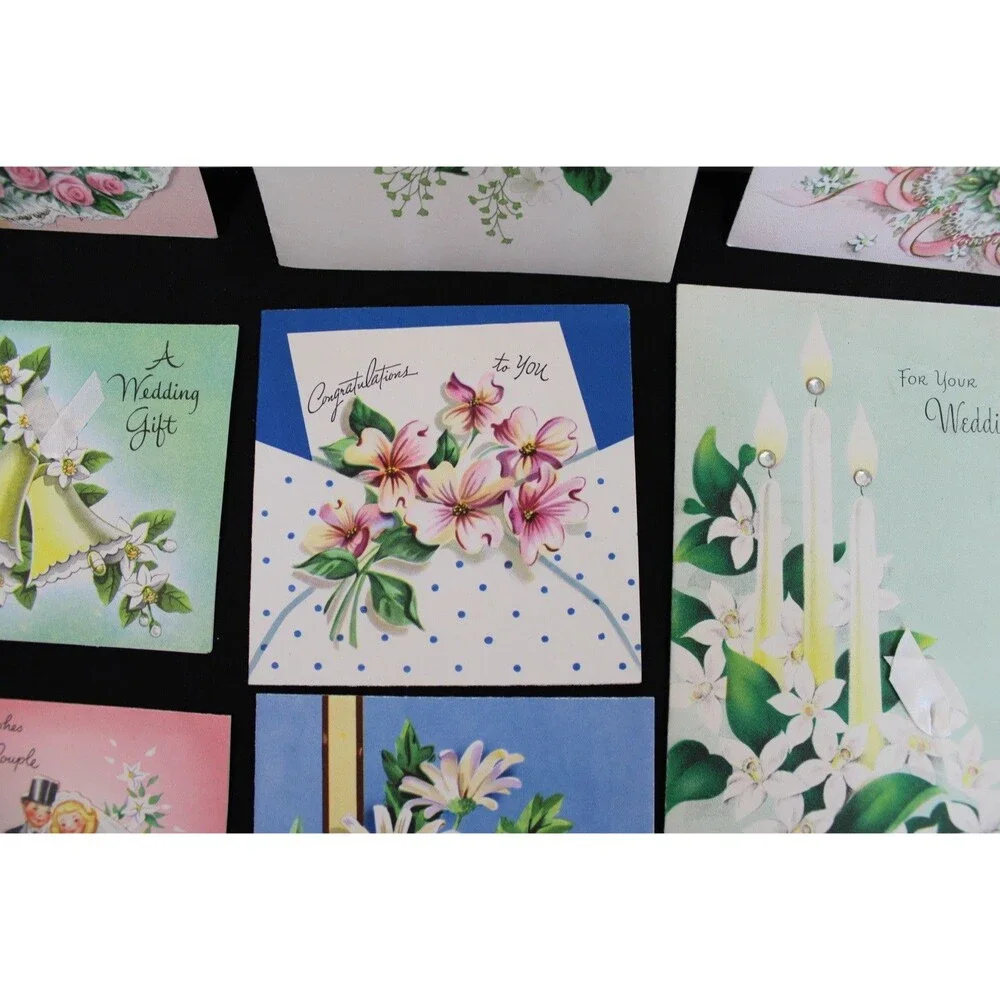 Lot 72 Vtg Baby Shower & New Baby Greeting Cards 1950s Graphics Glitter USA